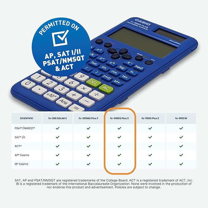 Casio fx-300ES Plus 2nd Edition – Standard Scientific Calculator | 262 Functions, Natural Textbook Display℠ | Ideal for Middle School, High School Math, Statistics & Algebra | Blue (Pack of 2)