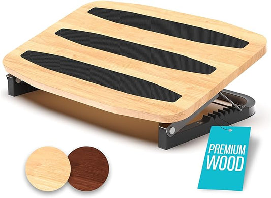 Adjustable Under Desk Foot Stool - Ergonomic Foot Rest with 7 Angles - Natural