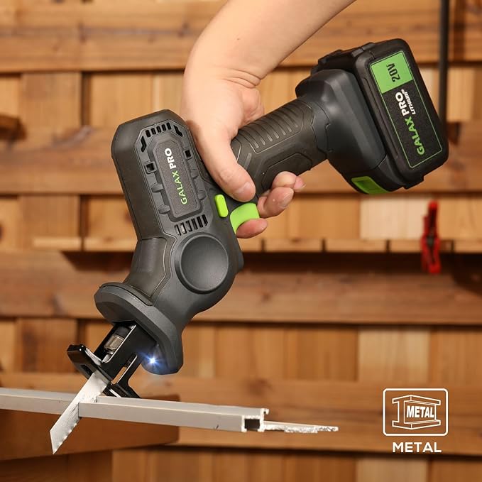 GALAX PRO 20V Cordless Reciprocating Saw, 0-3000RPM Variable Speed Power Reciprocating with 4.0Ah Battery, 2pcs Wood Blades & 1pcs Metal Blade