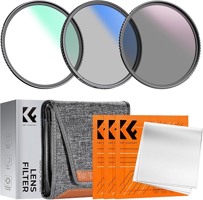 K&F Concept 55mm UV/CPL/ND Lens Filter Kit-18 Multi-Layer Coatings, UV Filter + by KFCONCEPT