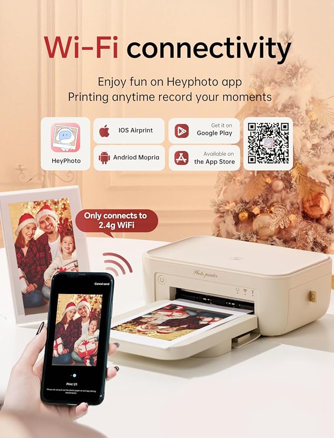 HPRT Photo Printer 4x6,+108 Sheets&2Ribbon,Phone Instant Picture Printer for iPhone, Android, Portable Photo Printers for Home Use (Beige)