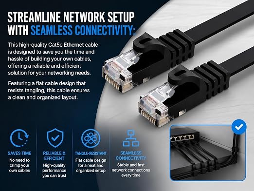 BRENDAZ Cat5e Ethernet Cable, 3ft. Network Ethernet Patch Cable, Snagless Cat - Image 3