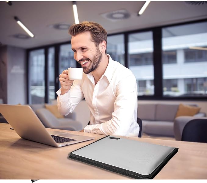 ENGPOW Expanding File Folder Important Document Organizer Fireproof and Waterproof Document Bag with A4 Size 13 Pockets Zipper Closure Non-Itchy Silicone Coated Portable Filing Wallet Pouch(Silver)