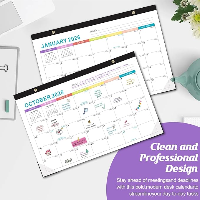 Gannyfer Calendar 2025-2026, Fridge Calendar Magnet, 18 Monthly Small Yearly Desk/Wall Calendar, July 2025 - Dec 2026, 14" x 11", with Plastic Cover Corner Protectors Hanging String, Organizers for Office, Home and School (3 Sticker)