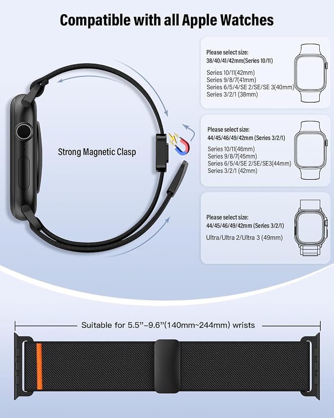 Stretchy Band Compatible with Apple Watch Bands Ultra 3/2/1 49mm 46mm 45mm 44mm - Image 5