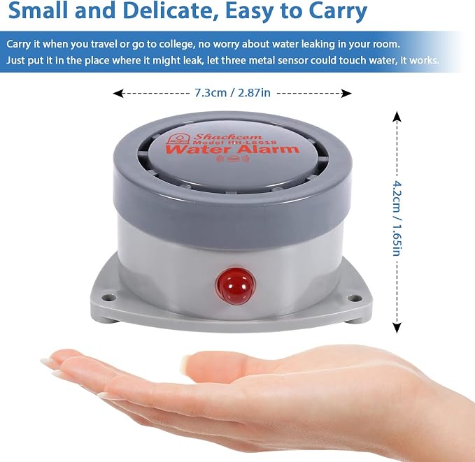 Water Leak Detector 2 Pack, Shackcom Water Alarm 110DB, Waterproof & - Image 2