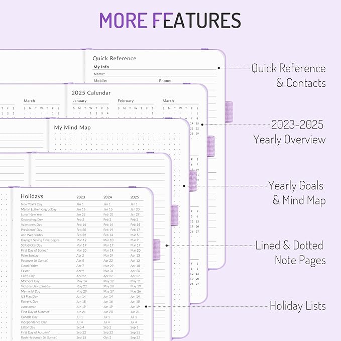 Undated Weekly Planner for 2025, Forvencer Simplified Weekly & Monthly Calendar Planner, Cute Daily Organizer Notebook, Agenda Journal to Track Goals & Tasks, Start Anytime, A5 Size, Pink