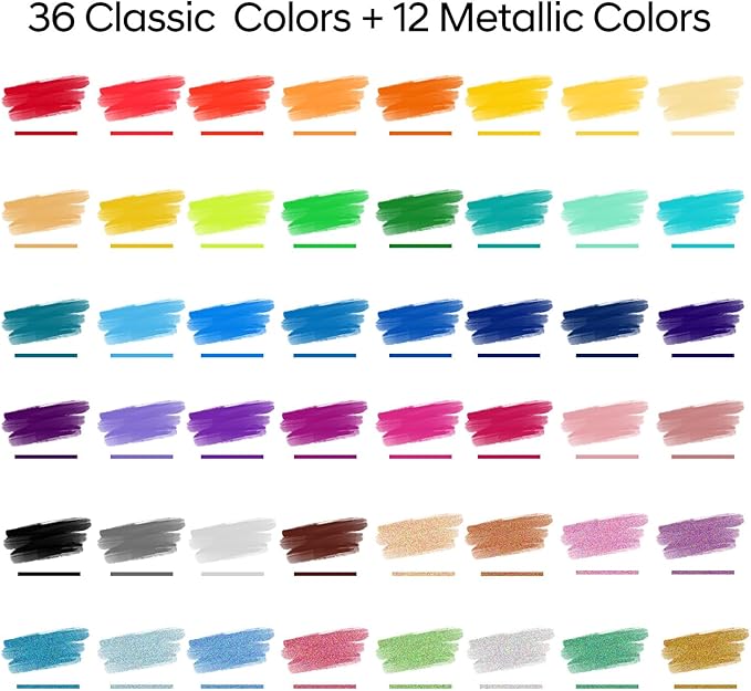 48 Colors Acrylic Markers,Dual Tip Acrylic Paint Markers with Fine Tip and Brush Tip,Acrylic Paint Pens for Rock Painting,Fabric,Crafts,Wood,Glass,Canvas,Plastic,Scrapbook,Art Supplies