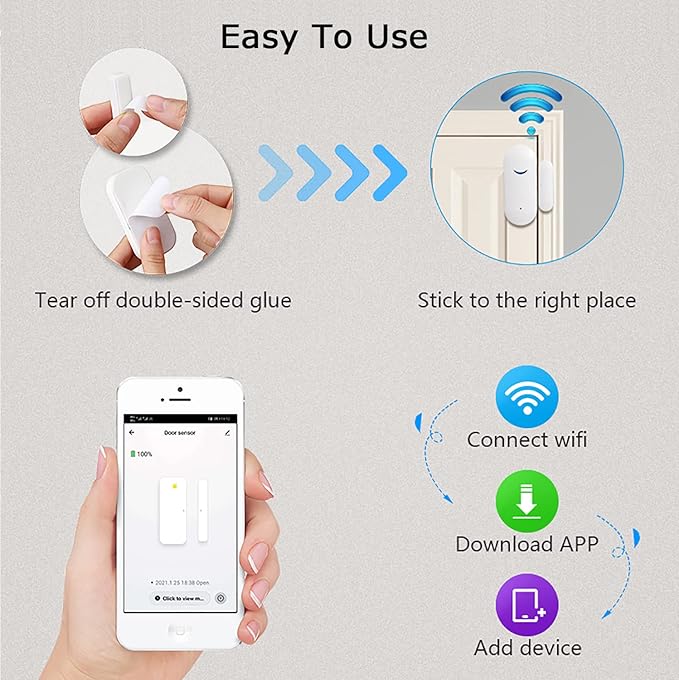 Tuya WiFi Door Sensor: Wireless Security Alarm, Compatible - Image 6