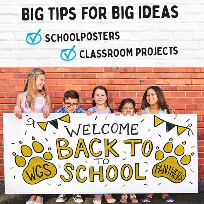 4 Jumbo Poster Markers (15mm, White, Black, Gold & Silver) | Fat Acrylic Paint Markers for Wood, Glass, Metal, Walls, Fabric - Large Thick Permanent Paint Pens for Signs, Board, Teachers