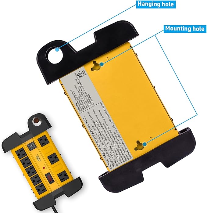 Heavy Duty Surge Protector Power Strip with 2 USB Ports, CRST 8-Outlet Metal Industrial Power Block with 15A Circuit Breaker, 6ft Extension Cord, 1350 Joules for Workshop, Garage, Office, Shop…