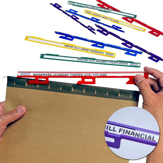 Ultimate Office MagniFile Insertable Hanging File Folder Tabs. Indexes That Double The Size of Your File Titles to Find Files Fast! (Set of 20), Assorted