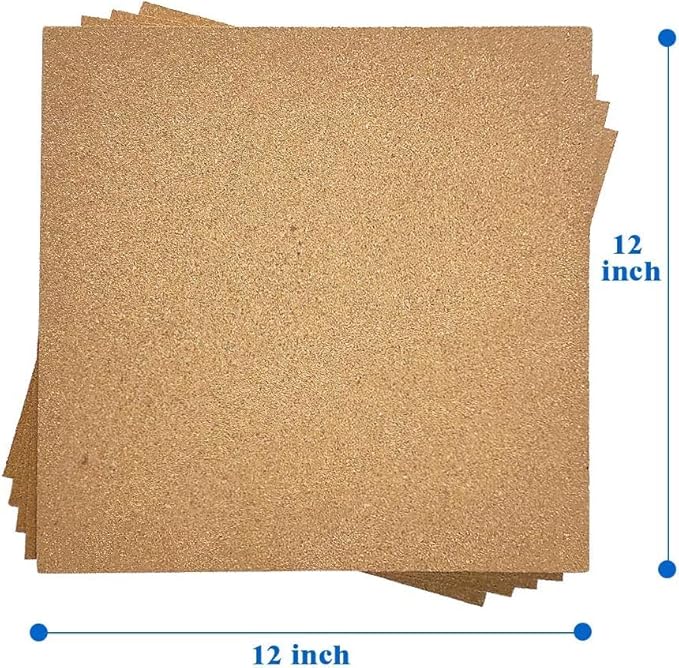 Corksidol Cork Tiles 12"x12" - 1/2" Thick -Bulletin Board-Cork Board- Ultra Strong Self Adhesive Backing for Floor/Wall/DIY-10 Pack
