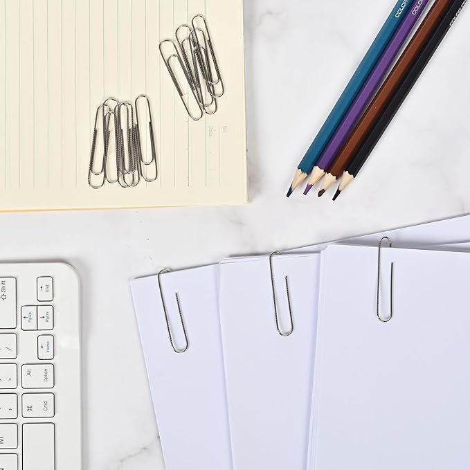 Large Paper Clips Non-Skid, 2 Inch Jumbo PaperClips, 300 Pcs Metal Paper Clips Large,Paperclips Non-Skid Clips for Office&School Supplies.