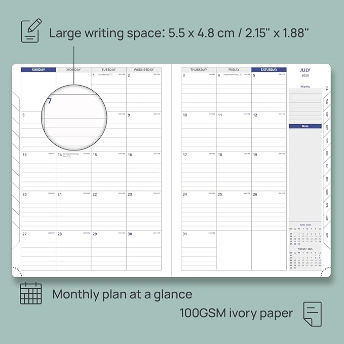 POPRUN Academic Planner 2025-2026, 8.5'' x 11.25'', Quarter-Hourly Appointment Book (July 2025-June 2026) with PU Leather Soft Cover, Dual Pockets, Monthly Tabs, 100GSM Thick Paper - Forest Green