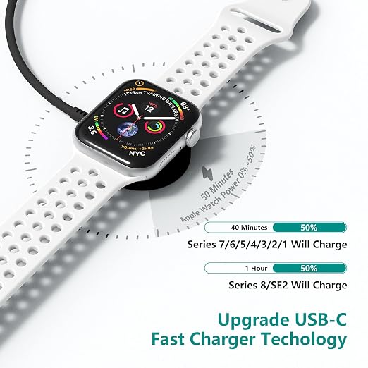2Pack for Apple Watch Charger Cable, Magnetic Fast Charger to USB-C Cable 3FT - Image 4