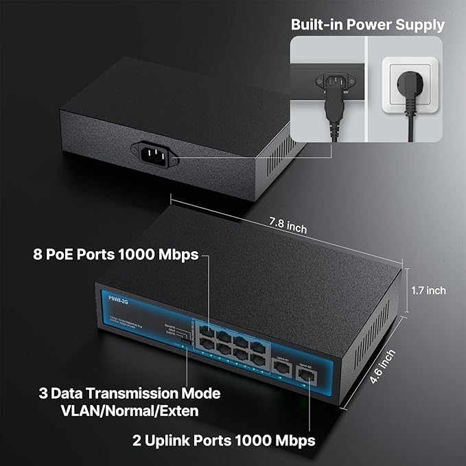 8 Port Full Gigabit PoE+ Switch - Image 2