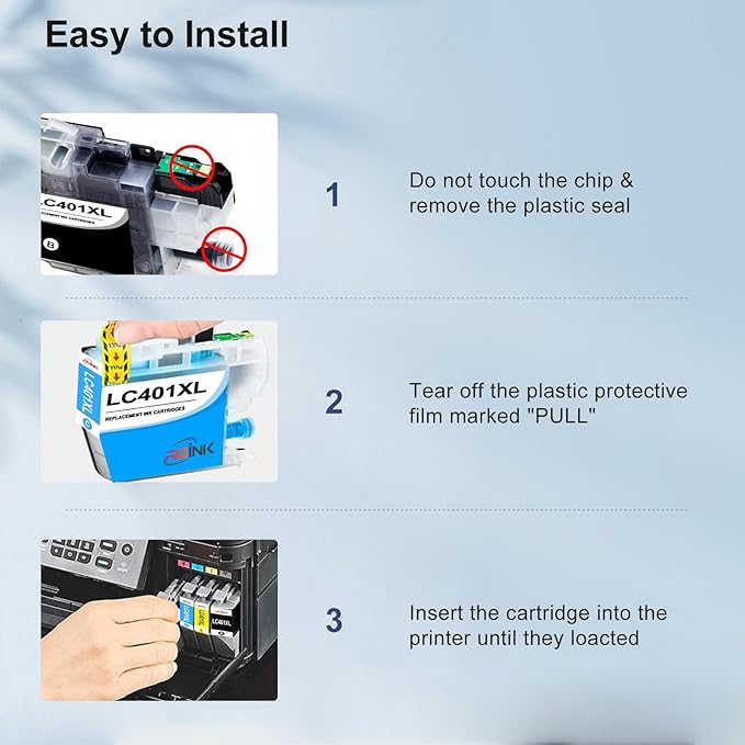 LC401XL Ink Cartridges for Brother Printer Compatible for LC401 Replacement for Brother LC401 Ink Cartridges LC401XL High Yield to use with MFC-J1010DW MFC-J1012DW MFC-J1170DW Printer (4 Pack, XL)