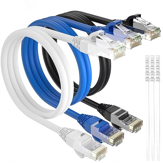 Adoreen Cat 6 Ethernet Cable 1.5 Ft-3 Pack, High Speed Short Patch Cables by Adoreen