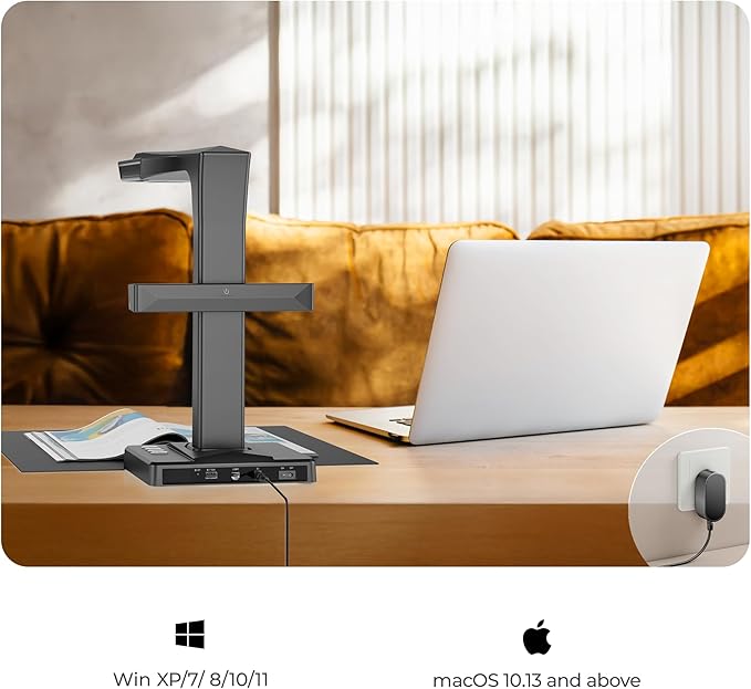 CZUR ET16 Plus Advanced Book & Document Scanner, 2nd Gen Auto-Flatten&Deskew Tech, 16MP Camera, Capture A3, 186 Languages OCR, Convert to PDF/Searchable PDF/Word/Tiff/Excel, Run On Windows&MacOS