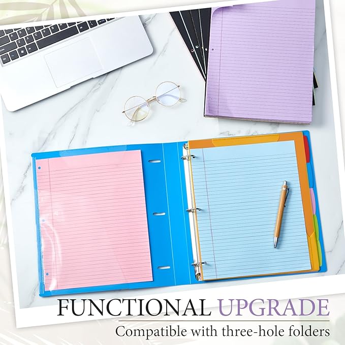 10 Packs 8.5" x 11" Top Spiral Notebook with 3 Hole Punched Legal Pads College Ruled Notepad 50 Sheets Hard Cardboard Paper Wirebound Notepad for Office School Business (Multicolor)