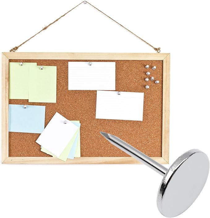 100Pcs Flat Head Upholstery Tacks Home Furniture Decor Tacks Upholstery Nails Flat Push Pins Flat Thumb Tacks Silver (16mmx20mm)