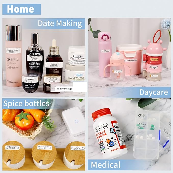 LMASBLTER D110M Label Maker Machine with Tape Portable Bluetooth Sticker Label Printer with Different Fonts Easy to Use Ideal for Home Office Organization Small Business Supplies USB Rechargeable