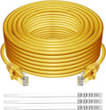 Adoreen Cat 6 Ethernet Cable 100 Ft-Yellow, Outdoor & Indoor Snagless Long by Adoreen