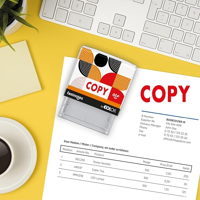 Fastnotes Copy Self-Inking Rubber Stamp by COLOP - Great for Office Documents, Notary, Warehouse, Accounting Paperwork, Business, and Legal Documentation - Red Ink (Copy- Red)