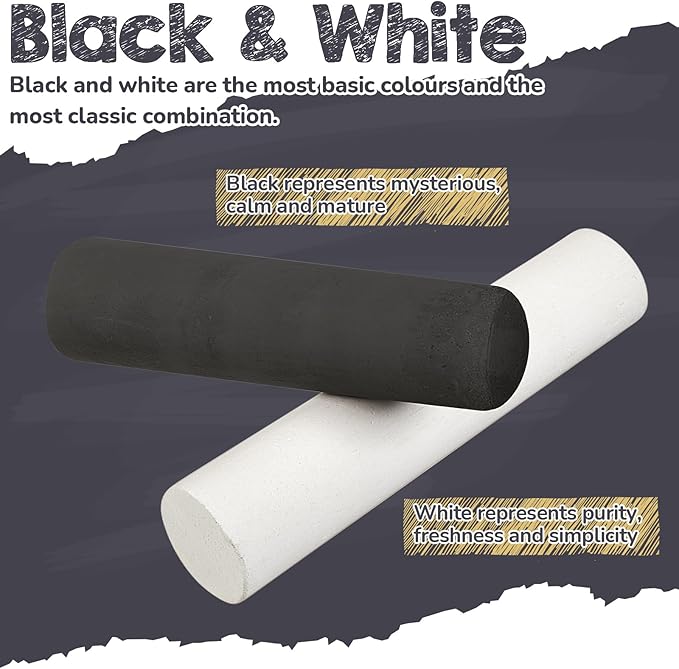 100 Pcs Sidewalk Chalk for Kids Jumbo Black White Washable Non Toxic Chalk for Classroom Outdoor Fun Creativity Art Play Painting on Chalkboard Playground Blackboard Easter Party