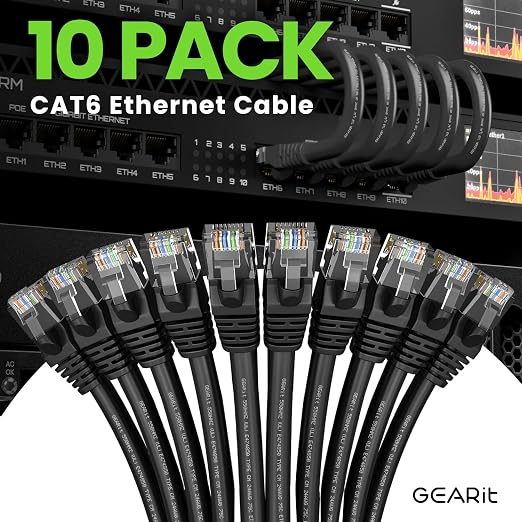 GEARit Cat 6 Ethernet Patch Cable 4 ft Black Cat6 Patch Cables 4ft - Image 2