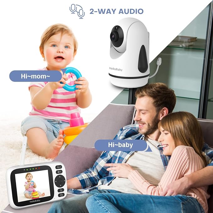 HelloBaby 3.2'' Baby Monitor 4 Cameras, Video Audio Baby Monitor No WiFi - Image 4