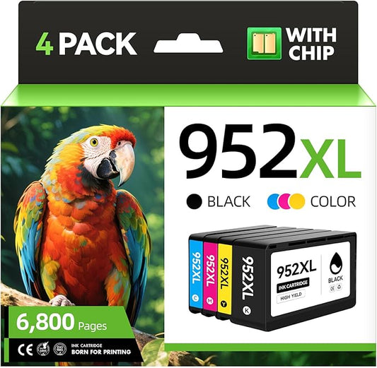 952XL Ink Cartridges 4-Pack with Chip Remanufactured for HP 952 952XL Ink Compatible with HP OfficeJet Pro 7740 7720 8210 8216 8702 8710 8720 8740 8715 8725 8700 Printer Ink(Black Cyan Magenta Yellow)