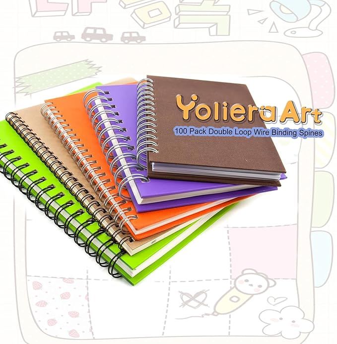 100 Pack Double Loop Wire Binding Spines, YolieraArt Wire Binding Spines, 5/16 Inch Binding Wire for Letter Size (40 Sheet Capacity, 100P, 3:1 Pitch, Blue)