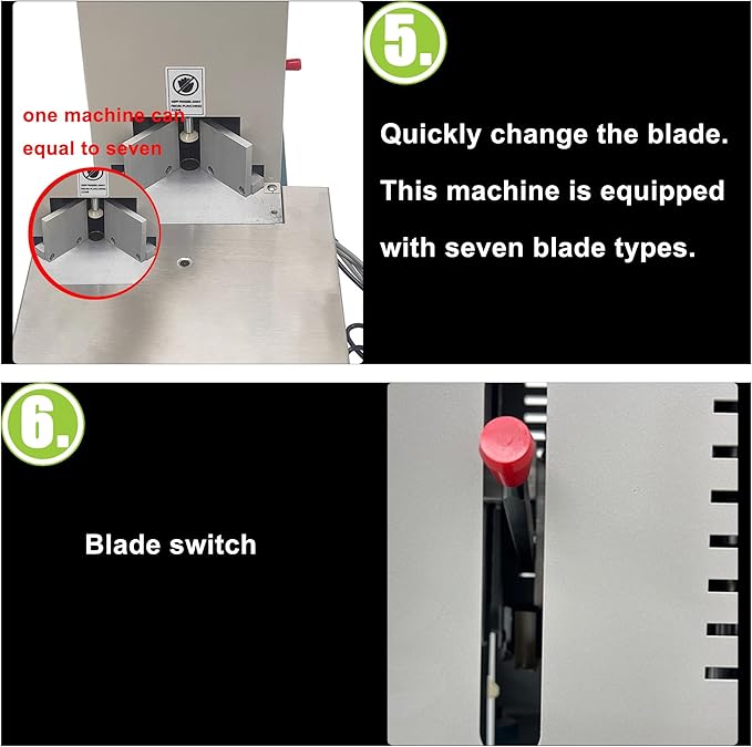 Electric Corner Rounder Desktop Paper Corner Rounding Cutter with Paper Drawer Foot Pedal Switch Semi-Automatic Book Fillet Cutter Machine Cutting Angle R3-R10 7PCS Cutting Dies 110V