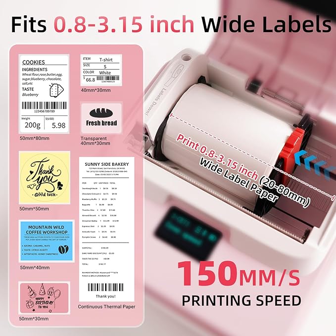 ORGSTA Label Maker Machine with Tape, T003 Thermal Label Maker, 3.15 Inch Bluetooth Label Printer Compatible with Phone & PC, Sticker Printer Barcode Thermal Maker for Small Business, Home, School