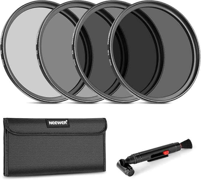 Neewer 82mm ND Lens Filter Kit: ND2 ND4 ND8 ND16, Lens Cleaning Pen, Neutral by Neewer