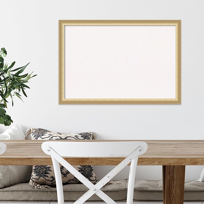 Amanti Art White Cork Board for Wall, 18x26 Vision Board with Gold Frame, Medium Corkboard Office Decor for Home Organization, Casual Corkboard Pinboard to display items for home organization