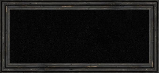 Amanti Art Black Cork Board for Wall, 15x33 Vision Board with Black Wood Frame, Medium Corkboard Office Decor for Home Organization, Country Rustic Corkboard Pinboard to Display Items for Home