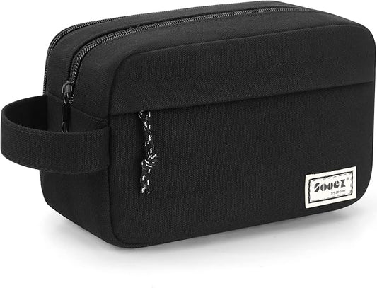 Sooez Big Capacity Pencil Case, Upgraded Canvas Pencil Pouch Large Pencil Bag Organizer, Separate Compartments Easy Grip Handle, Aesthetic Supply for School Teens Adults, Black Pen Case