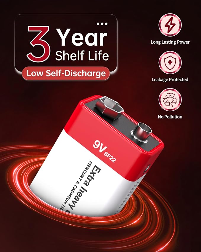 PKNOVA 9V Batteries Carbon 9 Volt Battery - Image 4