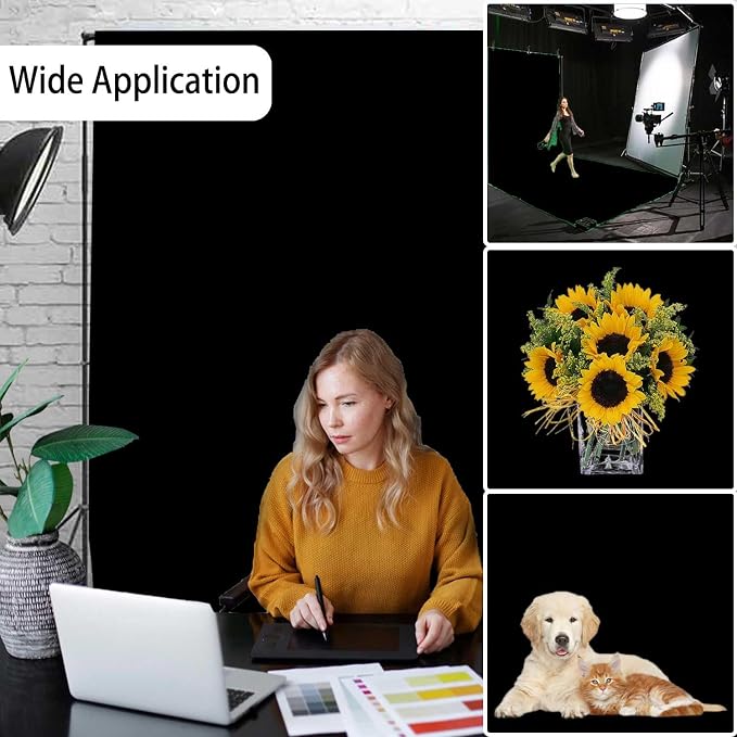 Black Photo Backdrop for Photoshoot, Photo Backdrop Curtain - Image 2