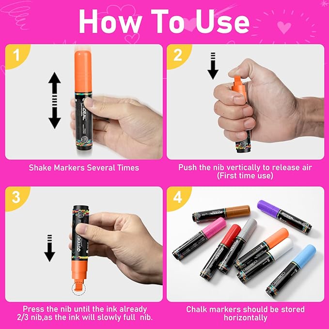 GOTIDEAL Window Markers for Glass Washable,Jumbo Chalk Markers for Blackboard,Car Marker for Auto,Chalkboard,Glass,Mirror,Calendar,School Painting,18 Colors Car Paint Pens with Metallic Colors(10mm)