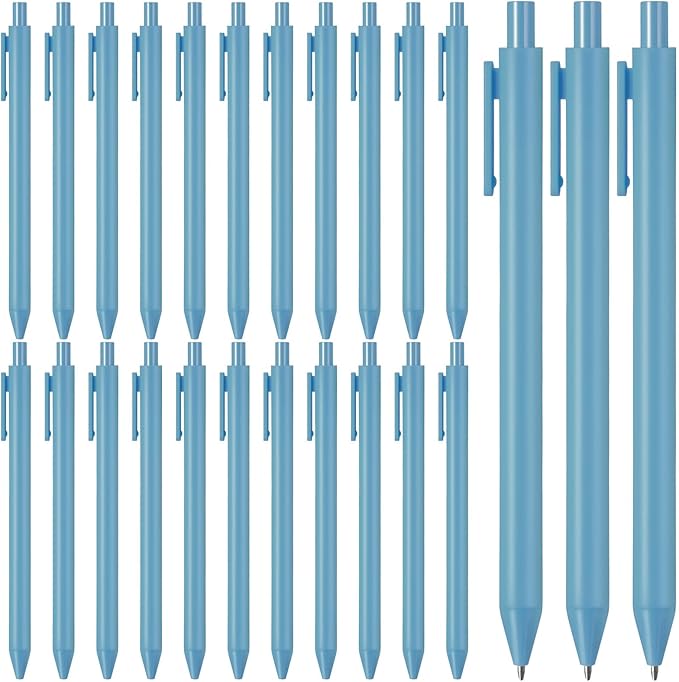 Fulmoon Ballpoint Pens Bulk Retractable Comfortable Writing Pens Cute Back to School Supplies in Medium Point 1.0 mm for Teacher Student Bridal Shower Baby Shower (Light Blue,25 Pcs)