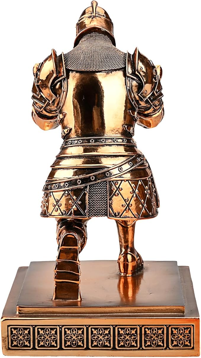 King's Guard Knight Pen Holder Pen Stand Desk Organizers and Accessories Resin Pencil Holder as Gift for Office and Home (Copper(Plating))