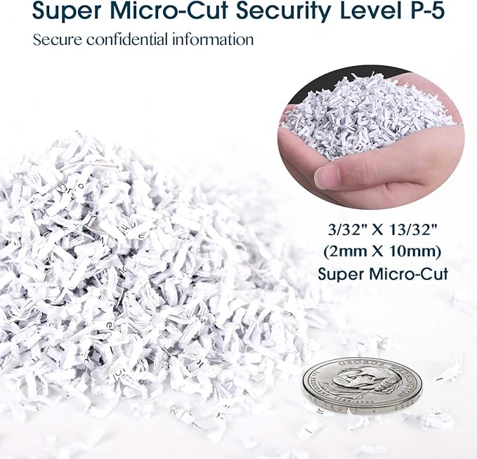 WOLVERINE 15-Sheet Super Micro Cut High Security Level P-5 Heavy Duty Paper/CD/Card Shredder for Home Office, Ultra Quiet by Manganese-Steel Cutter and 8 Gallons Pullout Waste Bin SD9520 (Black ETL)