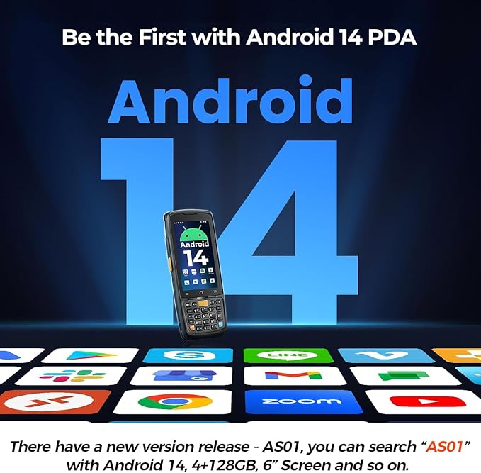 MUNBYN Android Barcode Scanner MC005, Android 14, 4GB+64GB PDA Handheld, Equipped with Honeywell HS7 1D & 2D Bar Code Scan Engine, 4-inch Touchscreen, 5000mAh Mobile Scanner for Inventory Warehouse