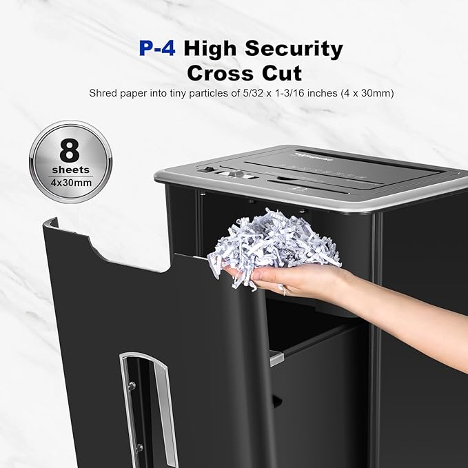 Paper Shredder for Home Office, 60 Sheets Auto Feed, 55dB Super Quiet, P-4 Cross Cut, 2.4m/min High-Speed Shredding, 5.8 Gallon Bin, CD/Credit Card Shredder with Anti-Jam & Dual Modes