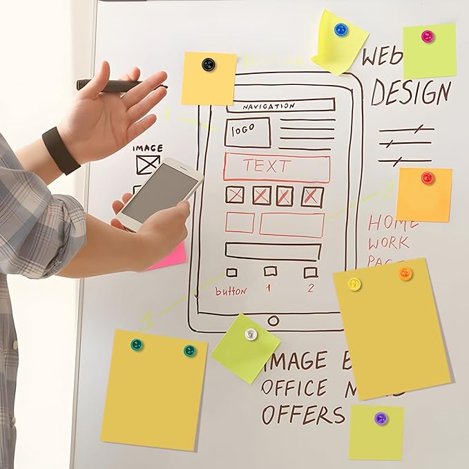 90 PCS Colorful Strong Magnetic Push Pin Magnets, 9 Assorted Color Magnetic Push Pin Magnets for Office, Classroom, Kitchen Home and School, Map Magnets, Whiteboard Magnets