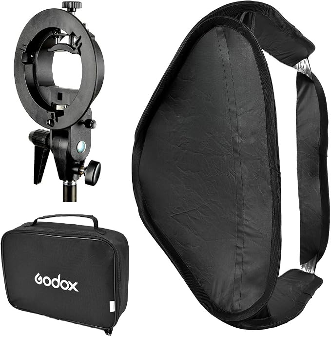 Godox 24" x 24" Softbox with S-Type Bowens Mount Bracket Flash Holder Kit - Image 6